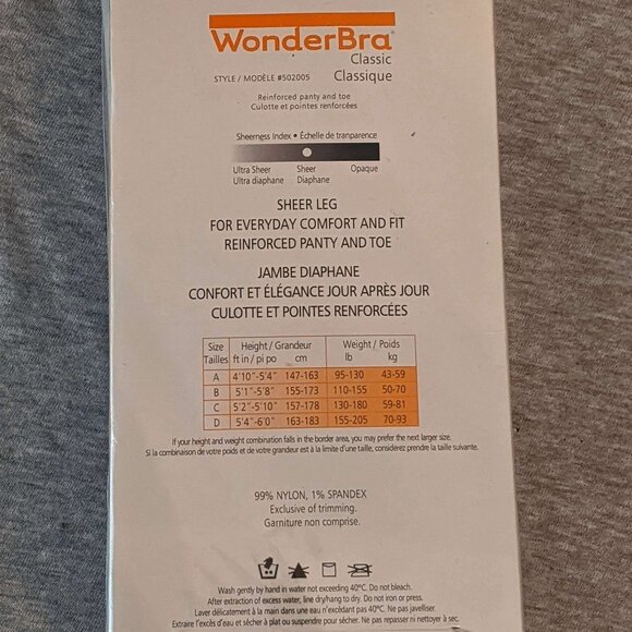 Pantyhose Wonderbra Classic Sheer Mink Sz C 1030-180 lb Nylon Spandex 3 Pair NOS - Picture 2 of 3